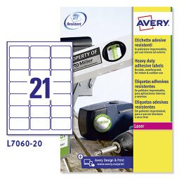 Etichette autoadesive Avery in poliestere bianco 63,5 x 38,1 21 etich/foglio 420 etich/pacco