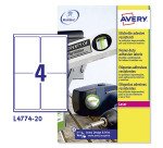 Etichette autoadesive Avery in poliestere bianco 99,1 x 39 4 etich/foglio 80 etich/pacco