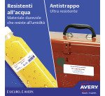 Etichette autoadesive Avery in poliestere bianco 99,1 x 39 4 etich/foglio 80 etich/pacco