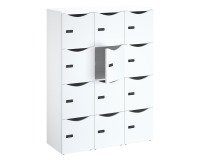 Lockers 12 vakken, witte behuizing H 170,9 cm met deur - cijferslot