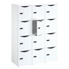 Casier de bureau lockers 12 cases corps blanc porte mélaminée H 170,9 cm - serrure à code