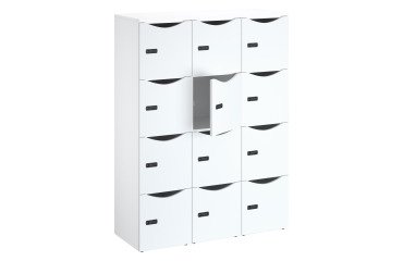 Casillero de oficina Lockers 12 compartimentos cuerpo blanco puerta de melamina H 170,9 cm - cerradura con código + llave de emergencia