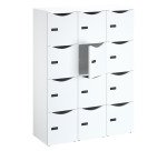 Office locker 12 compartments white body melamine door H 170.9 cm - code lock + spare key