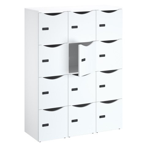 Casillero de oficina Lockers 12 compartimentos cuerpo blanco puerta de melamina H 170,9 cm blanco