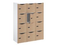 Casillero de oficina Lockers 12 compartimentos cuerpo blanco puerta de melamina H 170,9 cm - cerradura con código + llave de emergencia