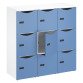 Desk locker 9 compartments white body - colored doors H 132.9 cm - code lock