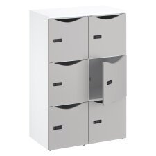 Casier bureau lockers 6 cases corps blanc  porte couleurs H 132,9 cm - serrure à code