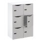 Office locker unit with 6 compartments, white body - H 132.9 cm - lacquered doors - code lock + emergency key.