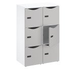 Casier Büroschränke 6 Fächer Korpus weiß - H 132,9 cm - lackierte Türen - Codeschloss + Notfallschlüssel