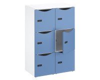 Casillero de oficina con 6 compartimentos, cuerpo blanco altura 132,9 cm cerradura con código