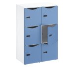 Casier bureau lockers 6 cases corps blanc - H 132,9 cm - portes laquées - serrure à code + clé de secours