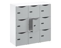 Casier bureau lockers 9 cases corps blanc - H 132,9 cm - portes laquées - serrure à code + clé de secours