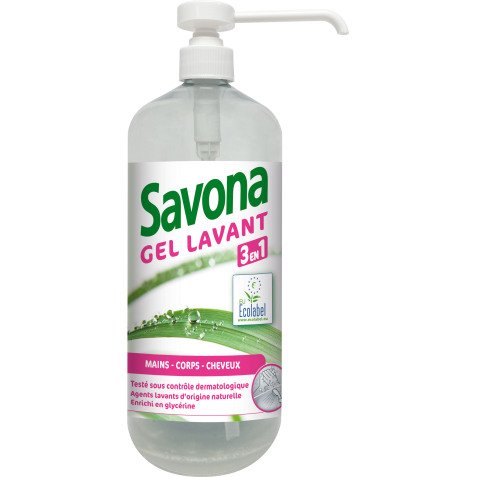 Eco-friendly handwashing gel Solipro Savona 3 in 1 - 1 L bottle