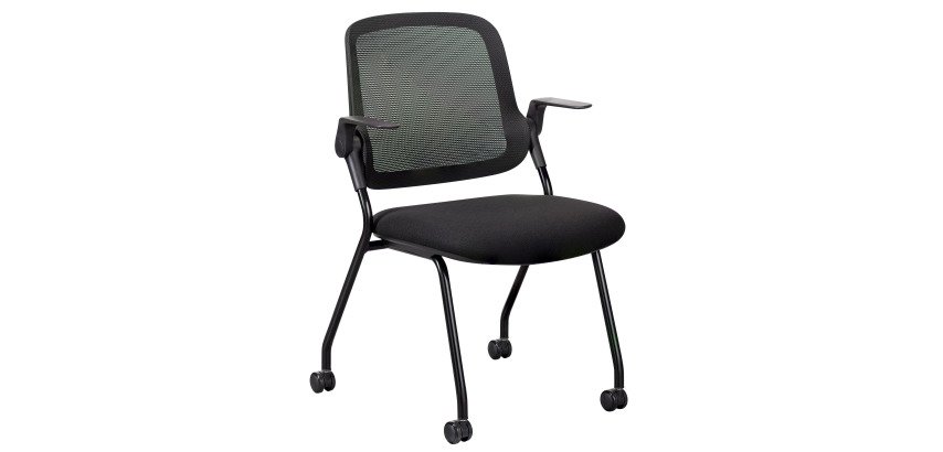 Silla ROLLY - plegable - patas con ruedas - negra