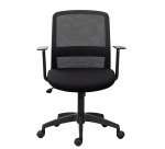 Chaise de bureau LARRY - tissu et maille - dossier bas - accoudoirs fixes - mécanisme basculant centré - pieds noir