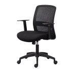 Chaise de bureau LARRY - tissu et maille - dossier bas - accoudoirs fixes - mécanisme basculant centré - pieds noir