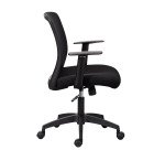 Chaise de bureau LARRY - tissu et maille - dossier bas - accoudoirs fixes - mécanisme basculant centré - pieds noir