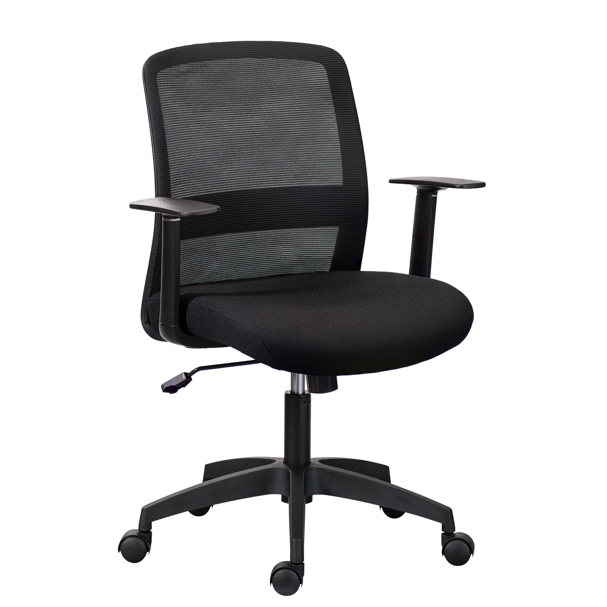 Chaise de bureau LARRY - tissu et maille - dossier bas - accoudoirs fixes - mécanisme basculant centré - pieds noir