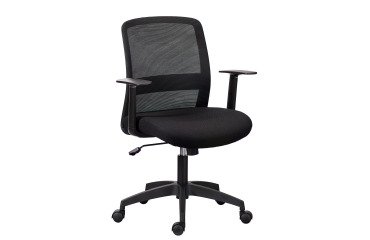 Bürostuhl LARRY - Stoff und Netz - niedrige Rückenlehne - feste Armlehnen - zentrierter Wippmechanismus - schwarze Beine
