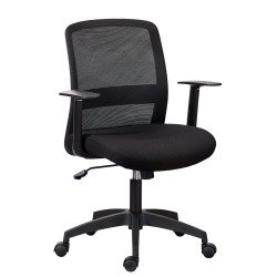 Chaise de bureau LARRY - tissu et maille - dossier bas - accoudoirs fixes - mécanisme basculant centré - pieds noir