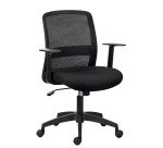 Chaise de bureau LARRY - tissu et maille - dossier bas - accoudoirs fixes - mécanisme basculant centré - pieds noir