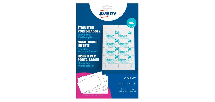 Avery Inserti in carta per porta badge Combi - Conf 160