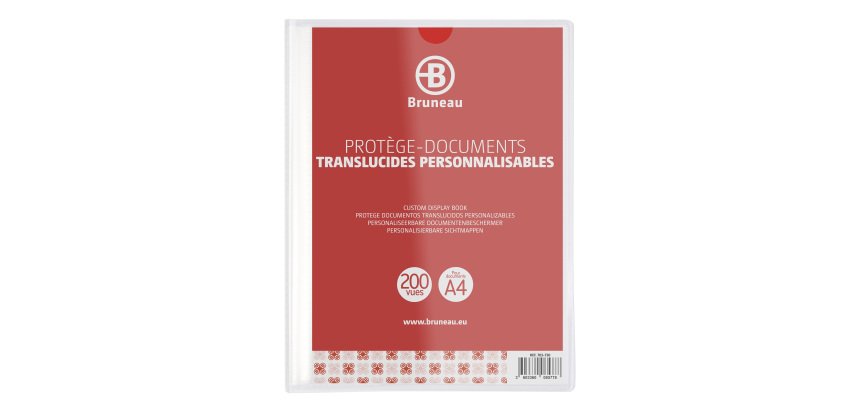 Transparante, personaliseerbare documentbeschermers Bruneau polypropyleen A4 100 hoesjes - 200 zichten