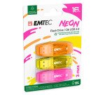 Pack de 3 clés USB A Emtec C410 néon 16 Go