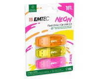 Pack van 3 USB-sticks Emtec C410 neon 16 GB