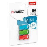 Pack de 3 clés USB A Emtec D250 Mini 16 Go