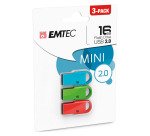Pack de 3 clés USB A Emtec D250 Mini 16 Go