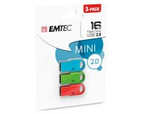 Emtec pack of 3 USB keys D250 Mini 16 GB Usb 2.0 (USB-A) assorted colors