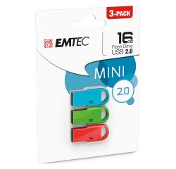 Emtec pack de 3 clés USB D250 Mini 16 Go Usb 2.0 (USB-A) couleur assortie