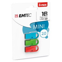 Emtec pack de 3 clés USB D250 Mini 16 Go Usb 2.0 (USB-A) couleur assortie