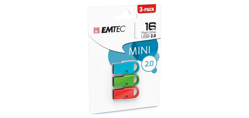 Pack de 3 clés USB A Emtec D250 Mini 16 Go