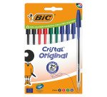 Stylo bille Bic Cristal Original écriture moyenne - Pochette de 10 couleurs classiques