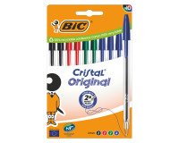 Stylo bille Bic Cristal Original écriture moyenne - Pochette de 10 couleurs classiques