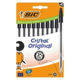 Stylo bille Bic Cristal Original à capuchon pointe 1 mm écriture moyenne - Pochette de 10