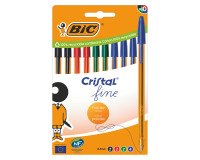Stylo bille Bic Cristal Original Fine écriture extra-fine - Pochette de 10 couleurs classiques