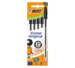 Stylo bille Bic Cristal Original à capuchon pointe 1 mm écriture moyenne - Pochette de 5