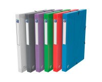 Chemise box plastique Oxford 24 x 32 cm dos 2,5 cm couleurs translucides assorties