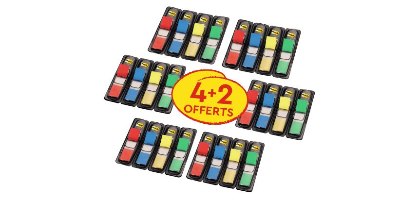 Pack marque-pages 16 distributeurs étroits Post-it + 8 offerts