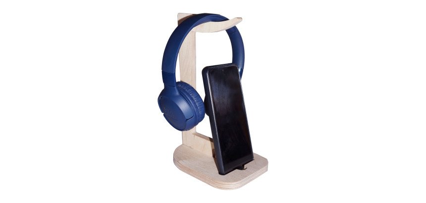 Support de casque en bois