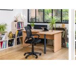 Chaise de bureau SPRING tissu et maille - avec accoudoirs et soutien lombaire - Mécanisme Basculant centré - Pied noir