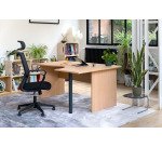 Chaise de bureau SPRITZ tissu et maille - avec accoudoirs et soutien lombaire - Appui-tête - Mécanisme Basculant centré - Pied noir