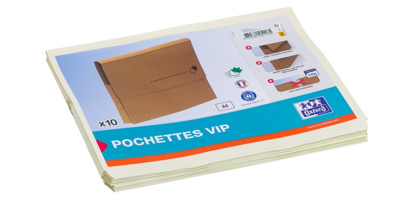 Chemise pochette à soufflet Nature Line Oxford 24 x 32 cm - Kraft brun Paquet de 10