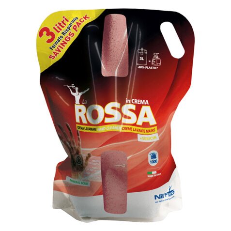 Crema lavamani con microgranuli minerali La Rossa - Sacca di ricarica da 3 litri