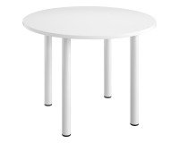 Table ronde 100 cm plateau blanc piètement métal blanc Essens