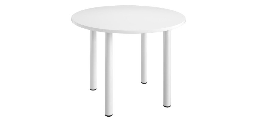 Table ronde 100 cm plateau blanc piètement métal Essens