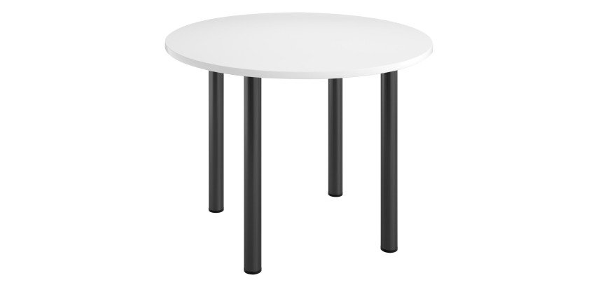 Table ronde 100 cm plateau blanc piètement métal Essens